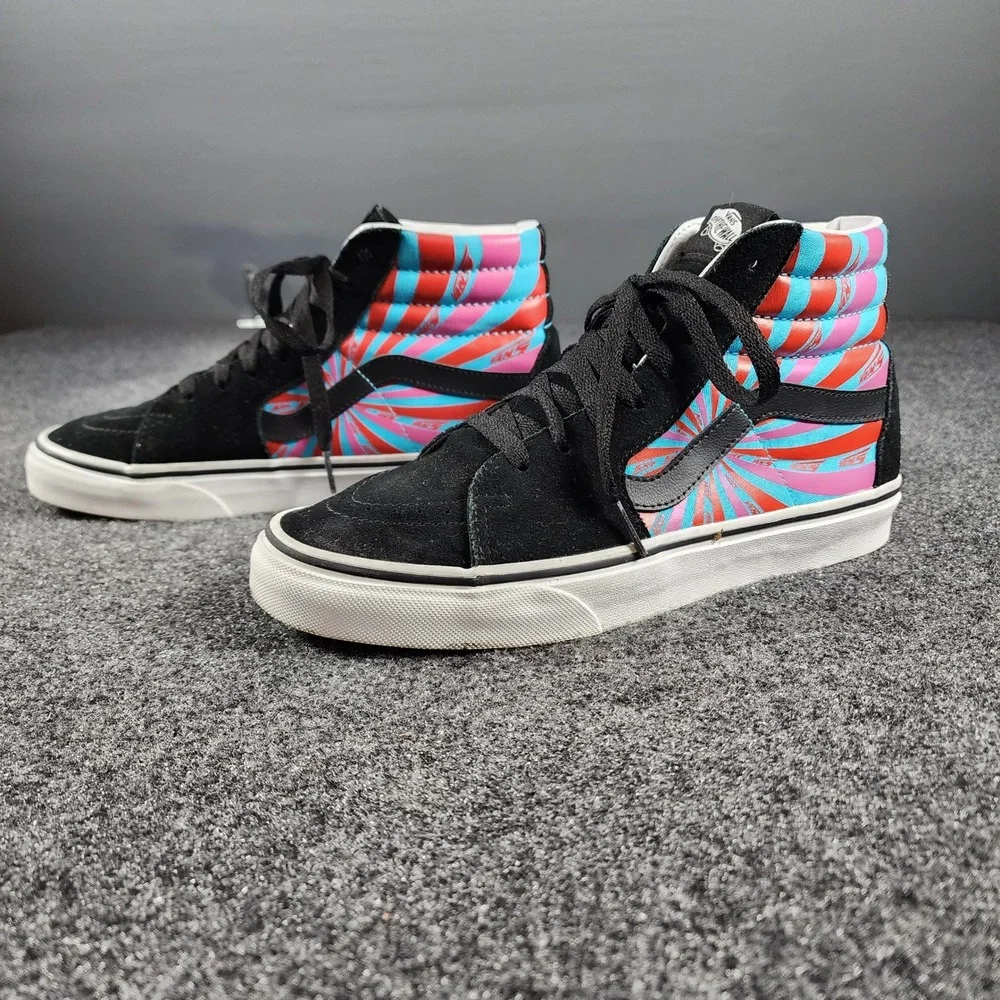 Vans Sk8-Hi Psychedelic Sunburst High Top Sneakers Women 9 Black Multi Color
